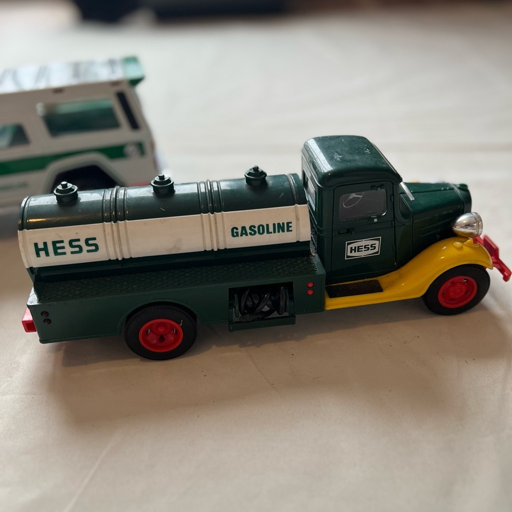 Vintage Hess Gasoline Tanker Truck Toy, Classic Green & White Fuel Truck